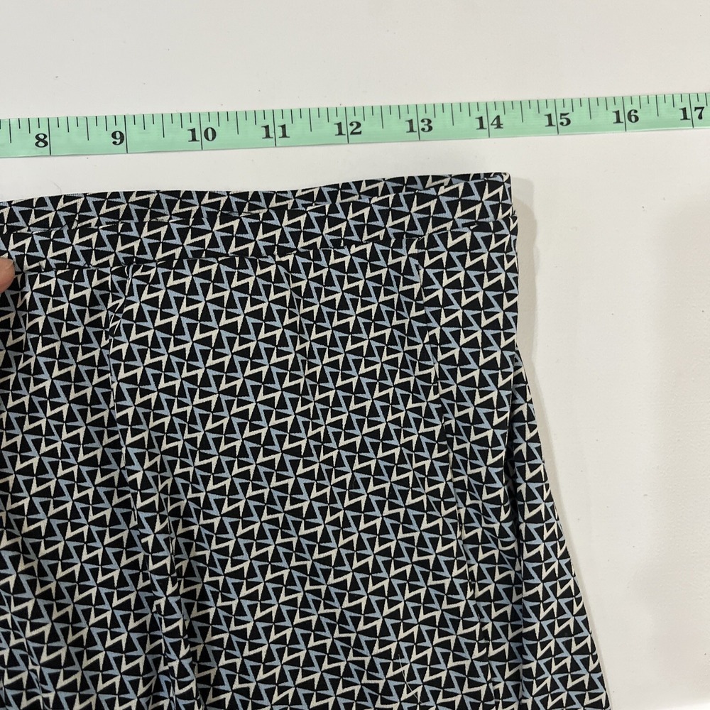 Express Skirt Womens S Black Blue Geometric Zigzag A-Line Midi Professional Work - Picture 2 of 6